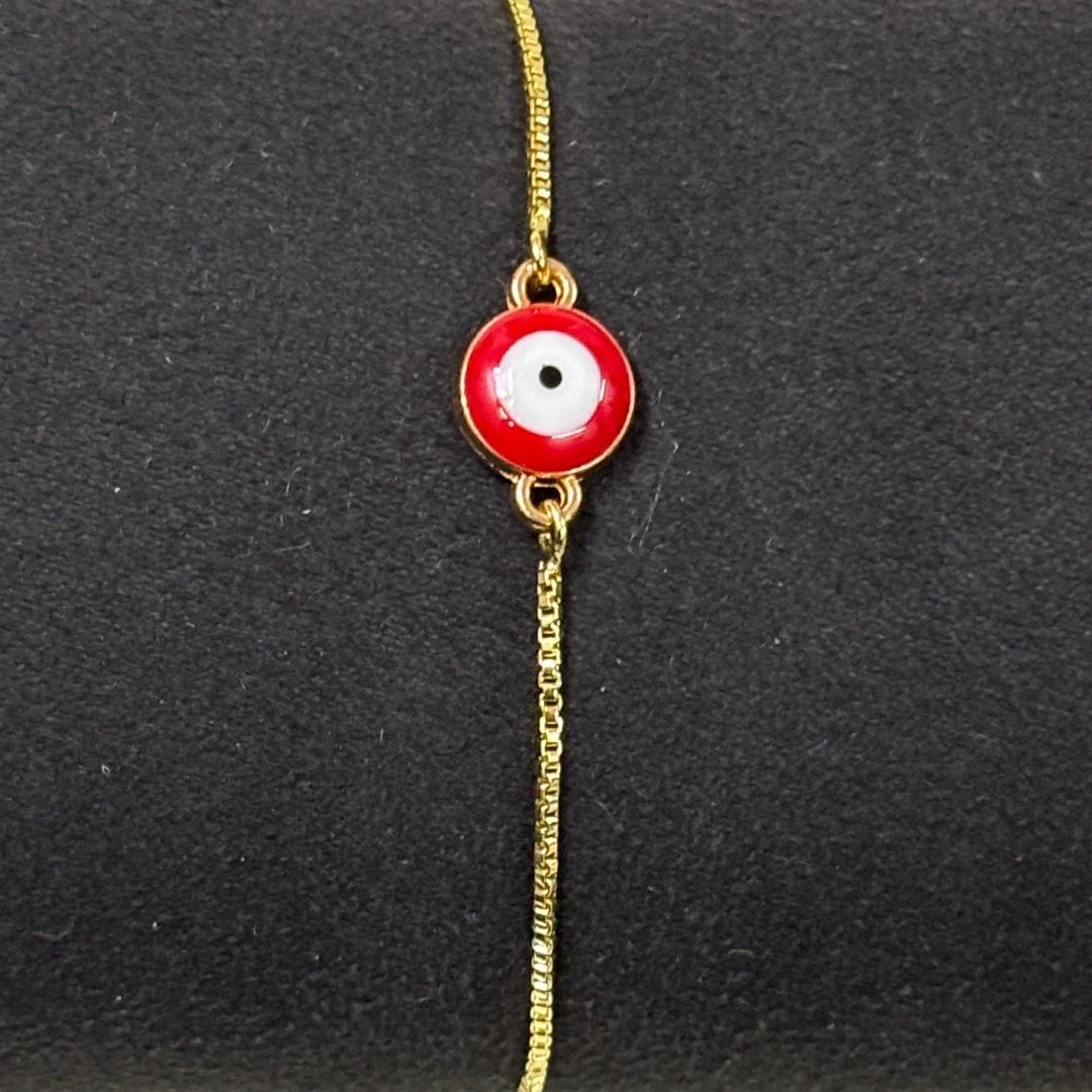 Classic Round Gold-Plated Evil Eye Adjustable Bracelet