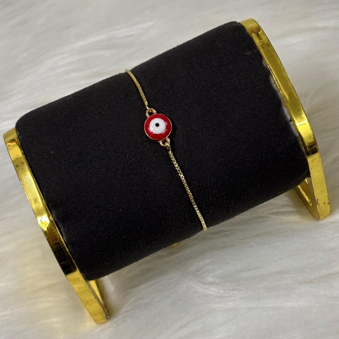 Classic Round Gold-Plated Evil Eye Adjustable Bracelet
