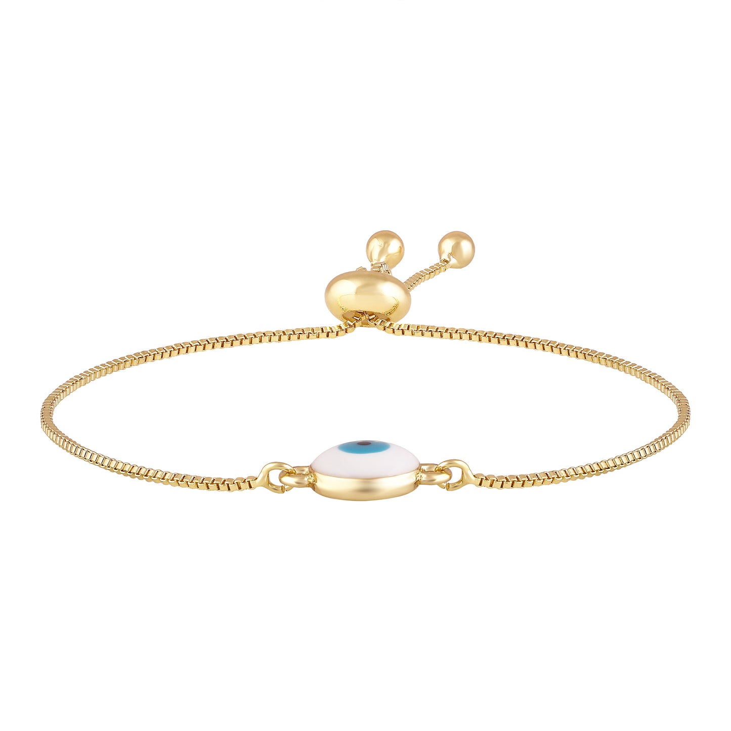 Bdiva Classic Round 18k Gold-Plated Evil Eye Adjustable Bracelet