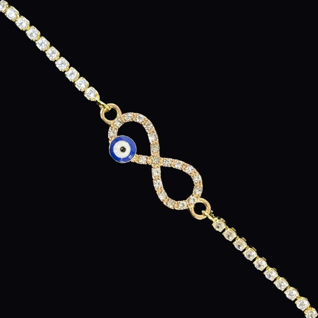 Adjustable Evil Eye Infinity Bracelet with Cubic Zirconia