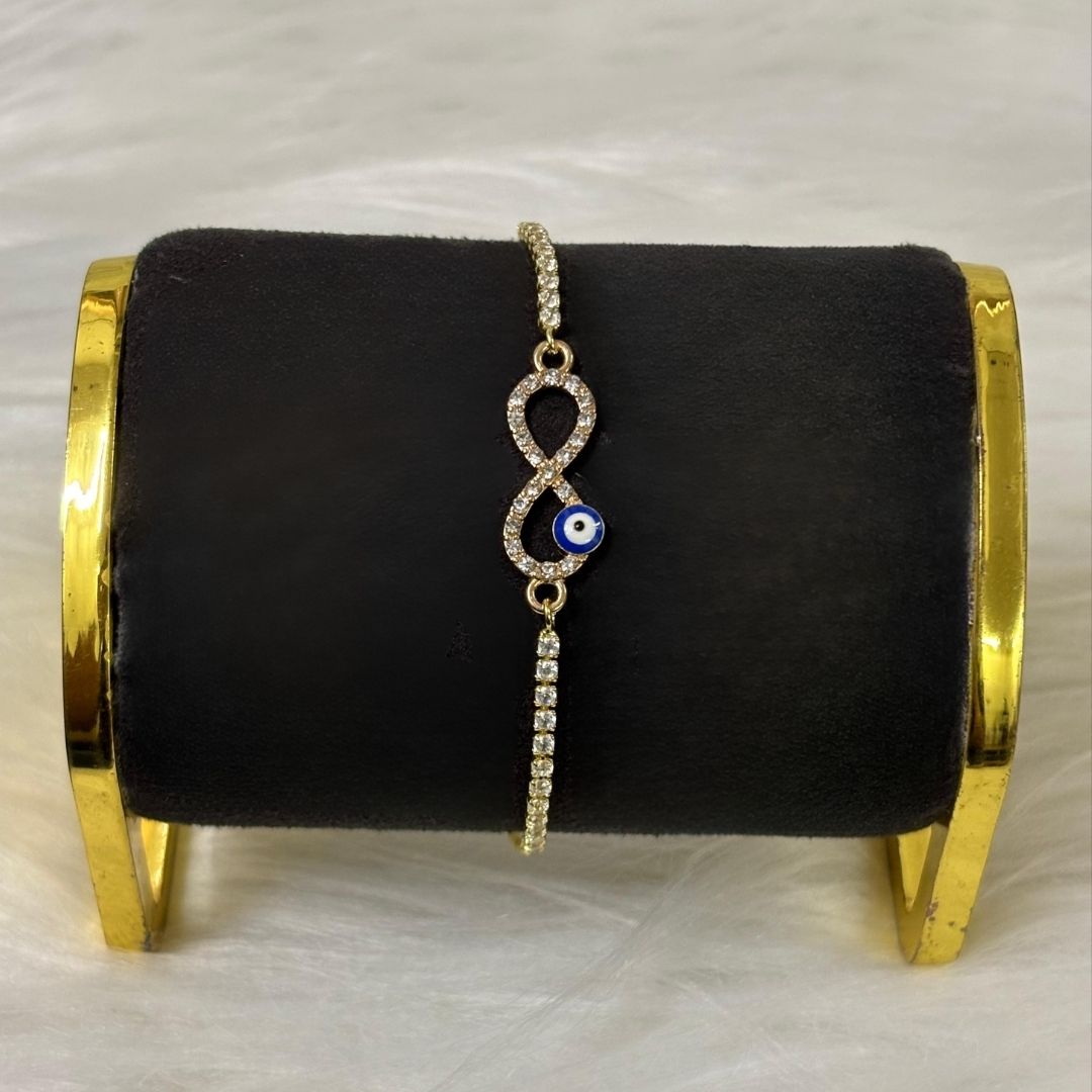 Adjustable Evil Eye Infinity Bracelet with Cubic Zirconia
