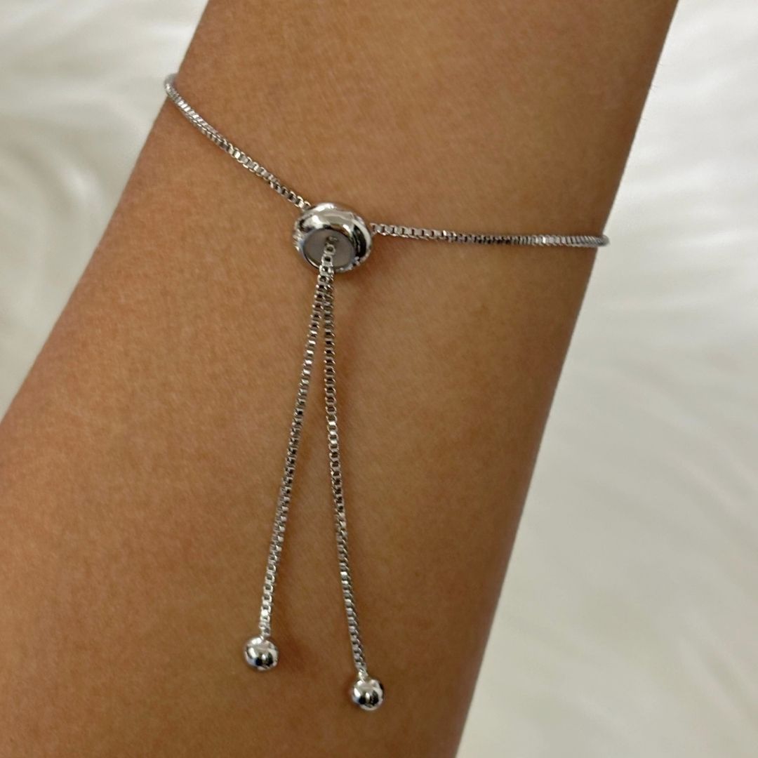 Bdiva Adjustable Rhodium-Plated Butterfly Bracelet with Cubic Zirconia