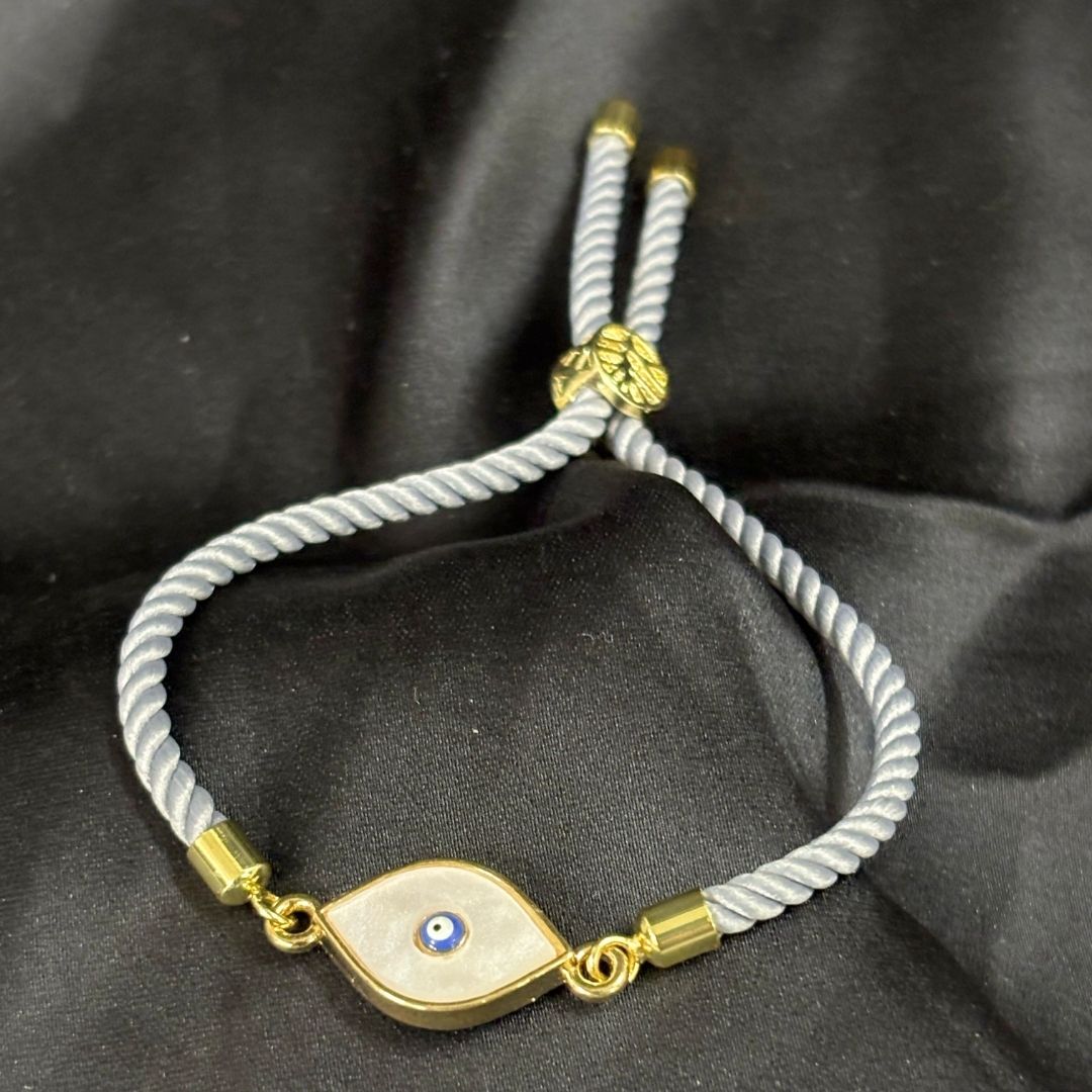 Bdiva Handcrafted Round 18k Gold-Plated Evil Eye Adjustable Bracelet