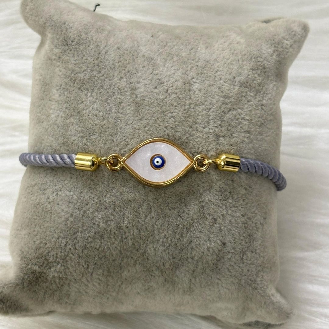 Bdiva Handcrafted Round 18k Gold-Plated Evil Eye Adjustable Bracelet
