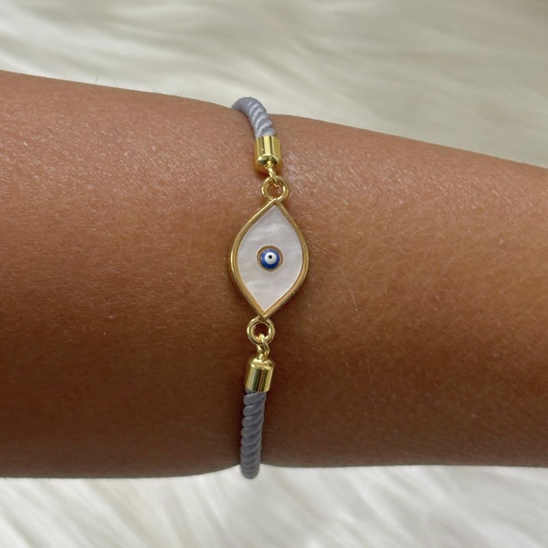 Bdiva Handcrafted Round 18k Gold-Plated Evil Eye Adjustable Bracelet