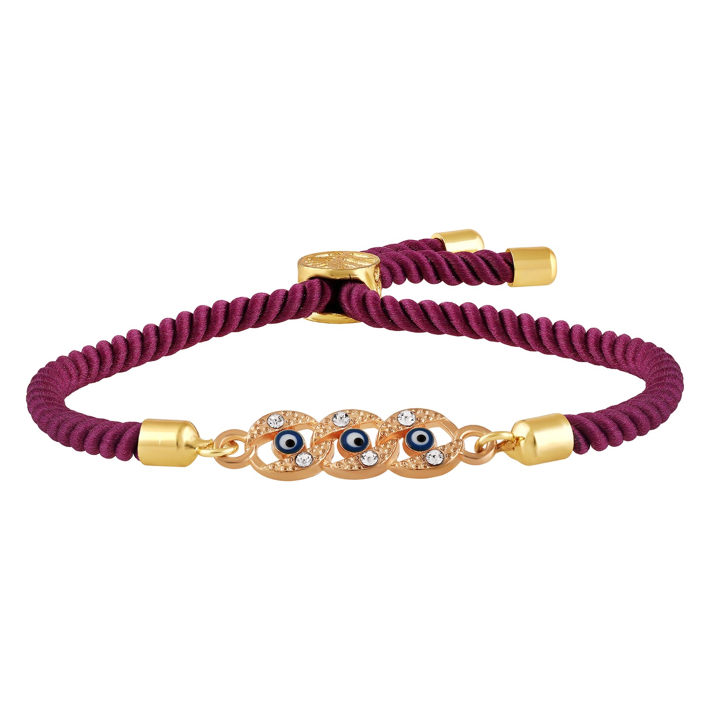 Bdiva Handcrafted Round 18k Gold-Plated Evil Eye Adjustable Bracelet
