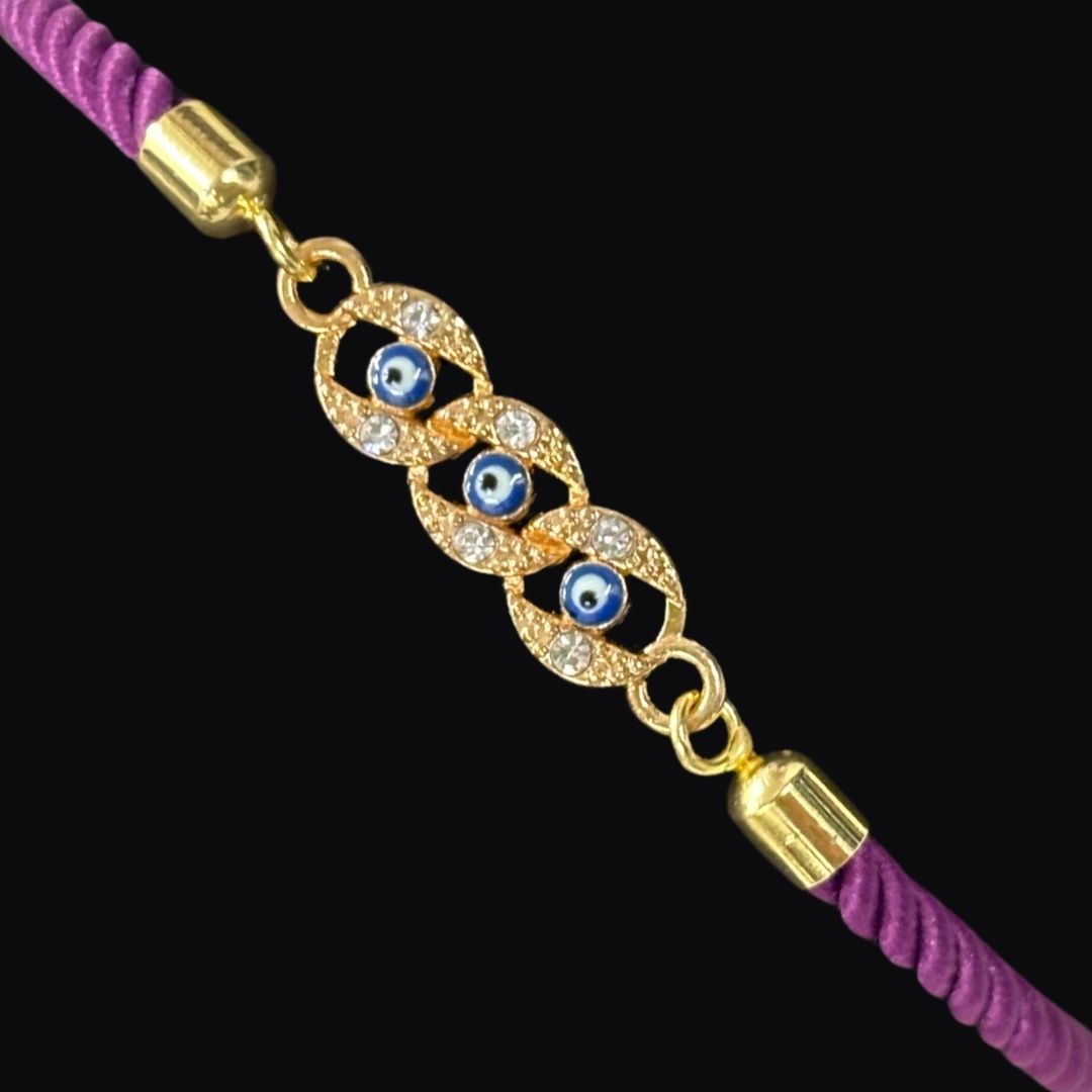Bdiva Handcrafted Round 18k Gold-Plated Evil Eye Adjustable Bracelet