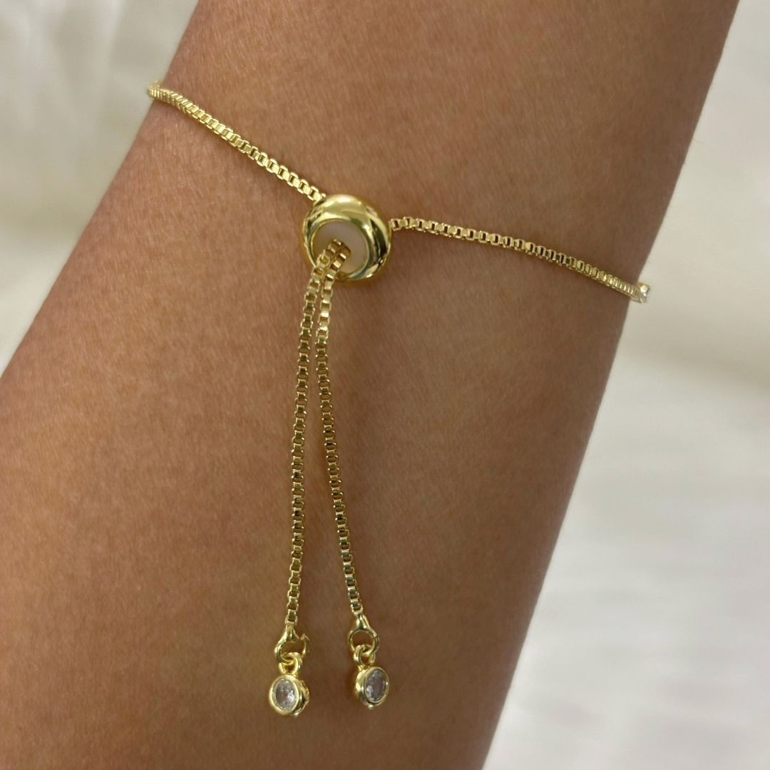 Bdiva 18k Gold Plated Adjustable Evil Eye Bracelet with Cubic Zirconia