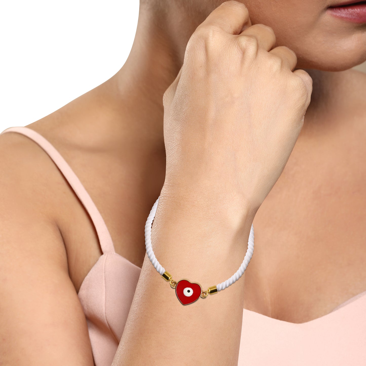 Bdiva Handcrafted Heart 18k Gold-Plated Evil Eye Adjustable Bracelet