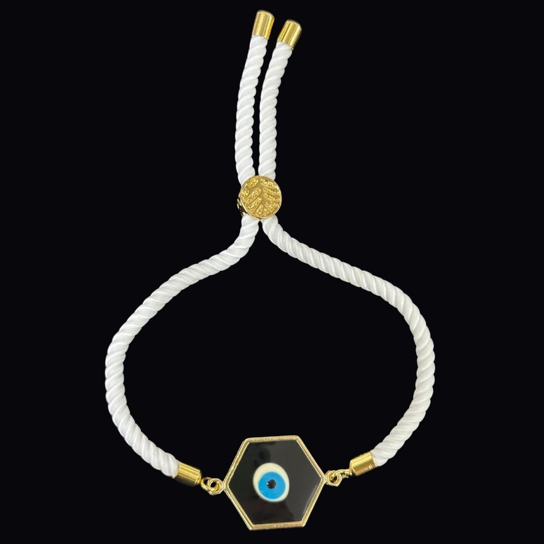 Adjustable Round Shaped Gold-Plated Handmade Evil Eye Bracelet