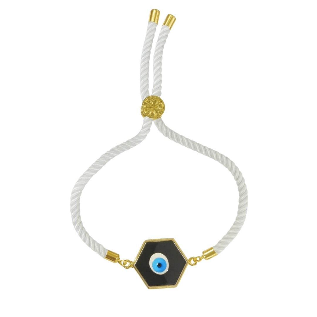 Adjustable Round Shaped Gold-Plated Handmade Evil Eye Bracelet