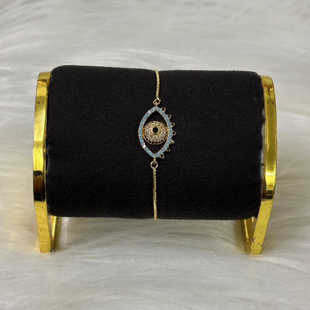 Classic Round Gold-Plated Evil Eye Adjustable Bracelet