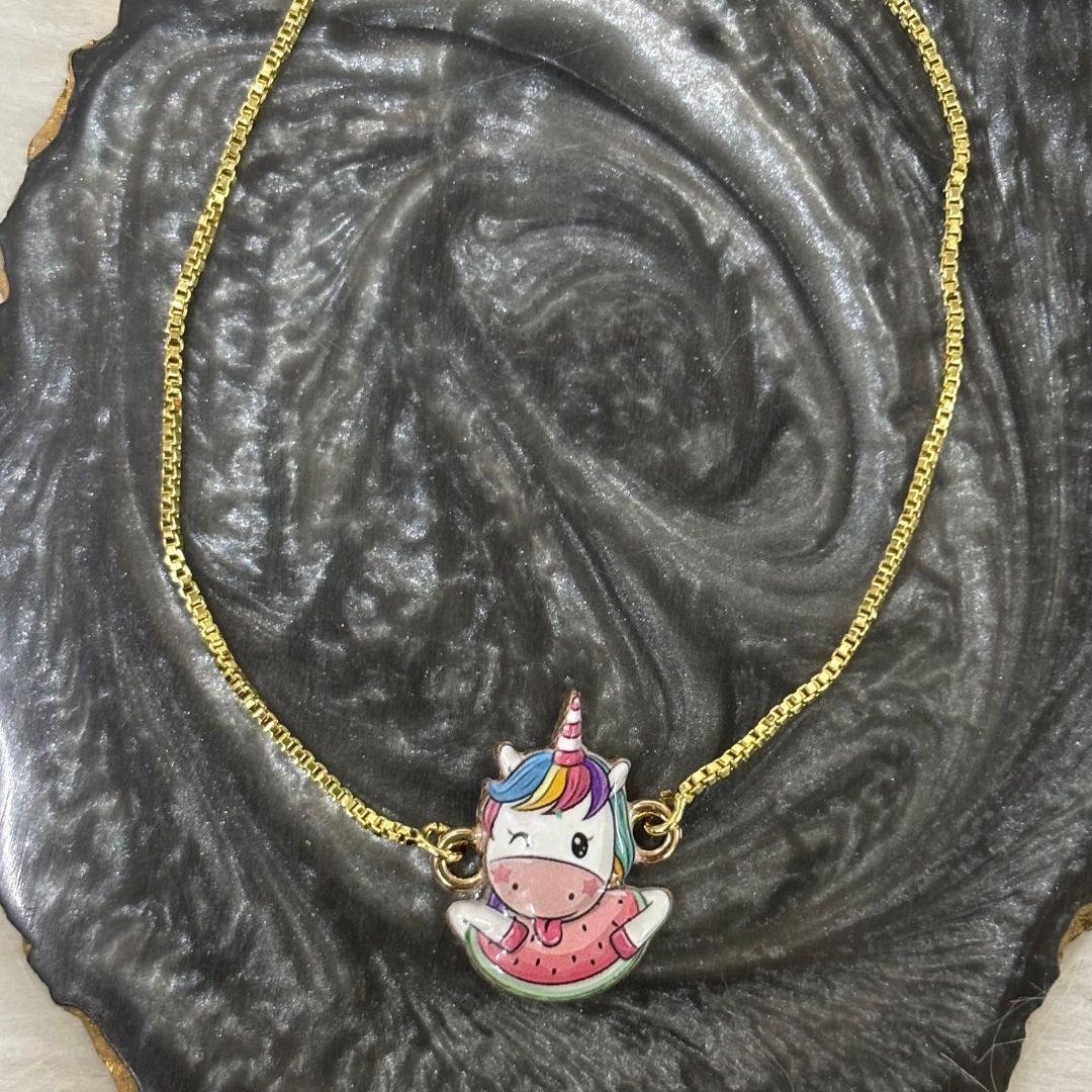 Magical Unicorn Gold-Plated Enamel Bracelet – Adjustable Drawstring