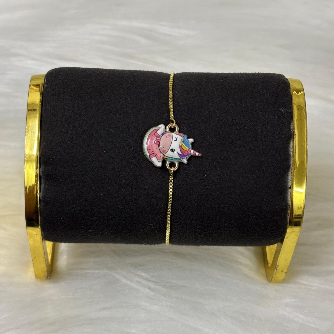 Magical Unicorn Gold-Plated Enamel Bracelet – Adjustable Drawstring