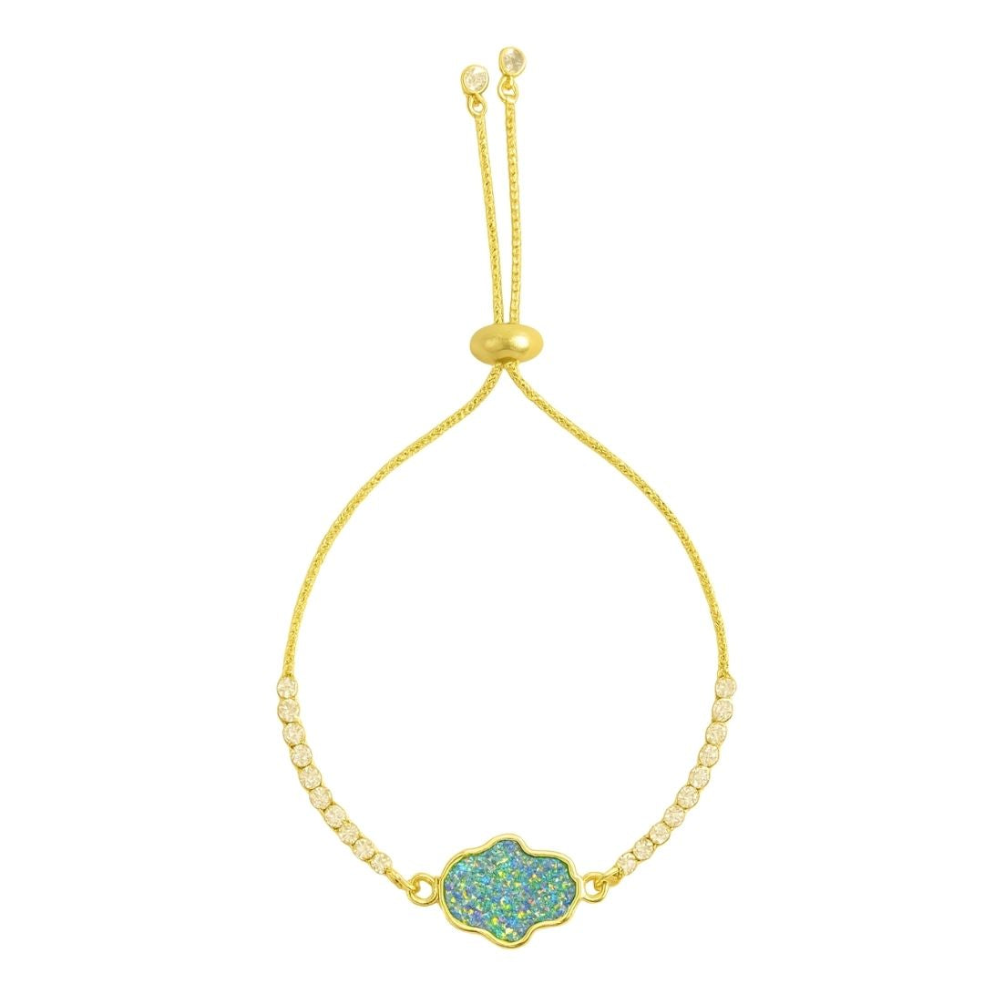 Spark of Protection – Dazzling Gold-Plated Hamsa Bracelet