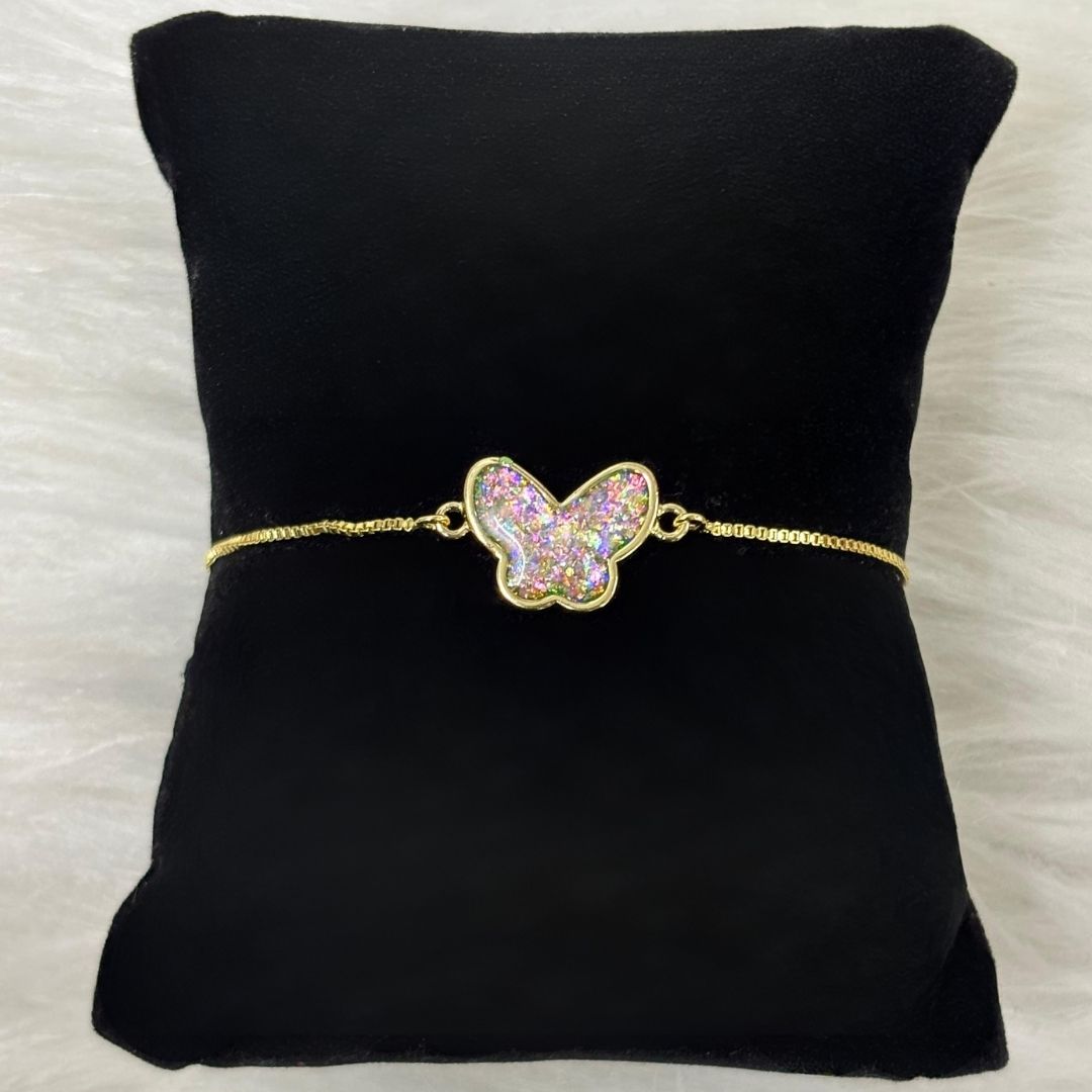Fly High Butterfly Bracelet – Gold Plated with Glitter Shine