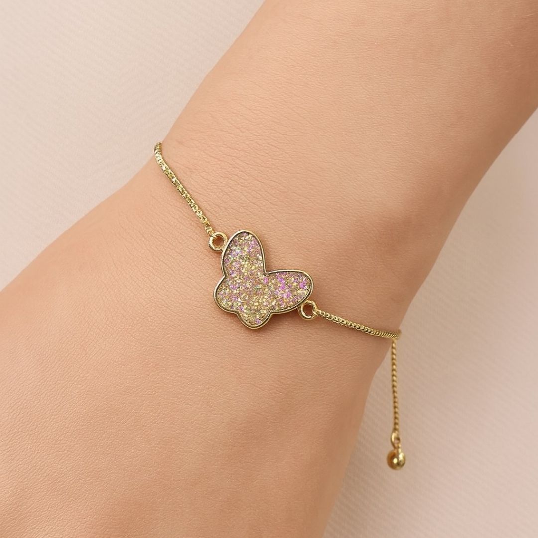 Fly High Butterfly Bracelet – Gold Plated with Glitter Shine