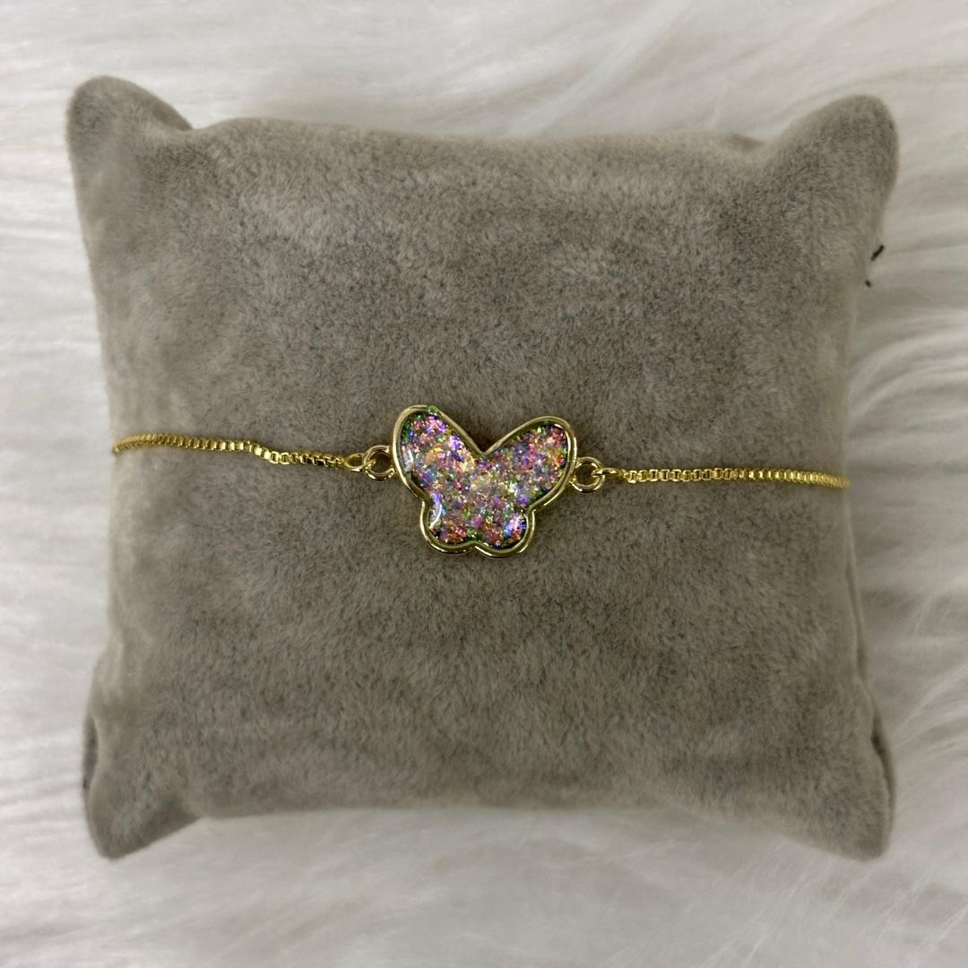Fly High Butterfly Bracelet – Gold Plated with Glitter Shine