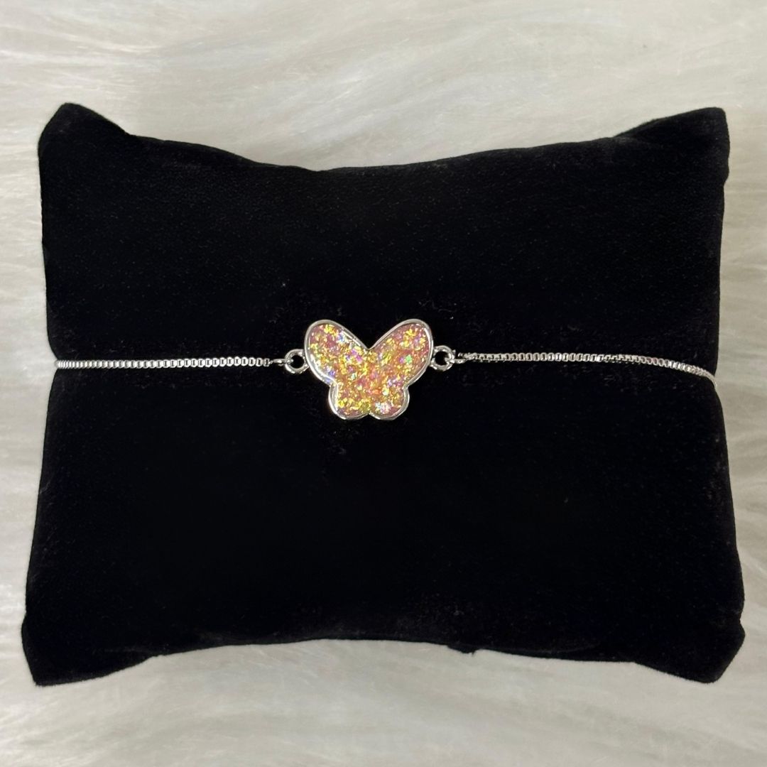 Fly High Butterfly Bracelet – Rhodium Plated with Glitter Shine