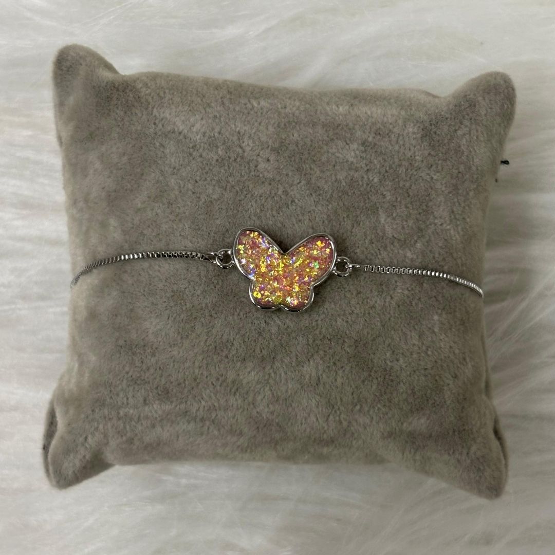 Fly High Butterfly Bracelet – Rhodium Plated with Glitter Shine