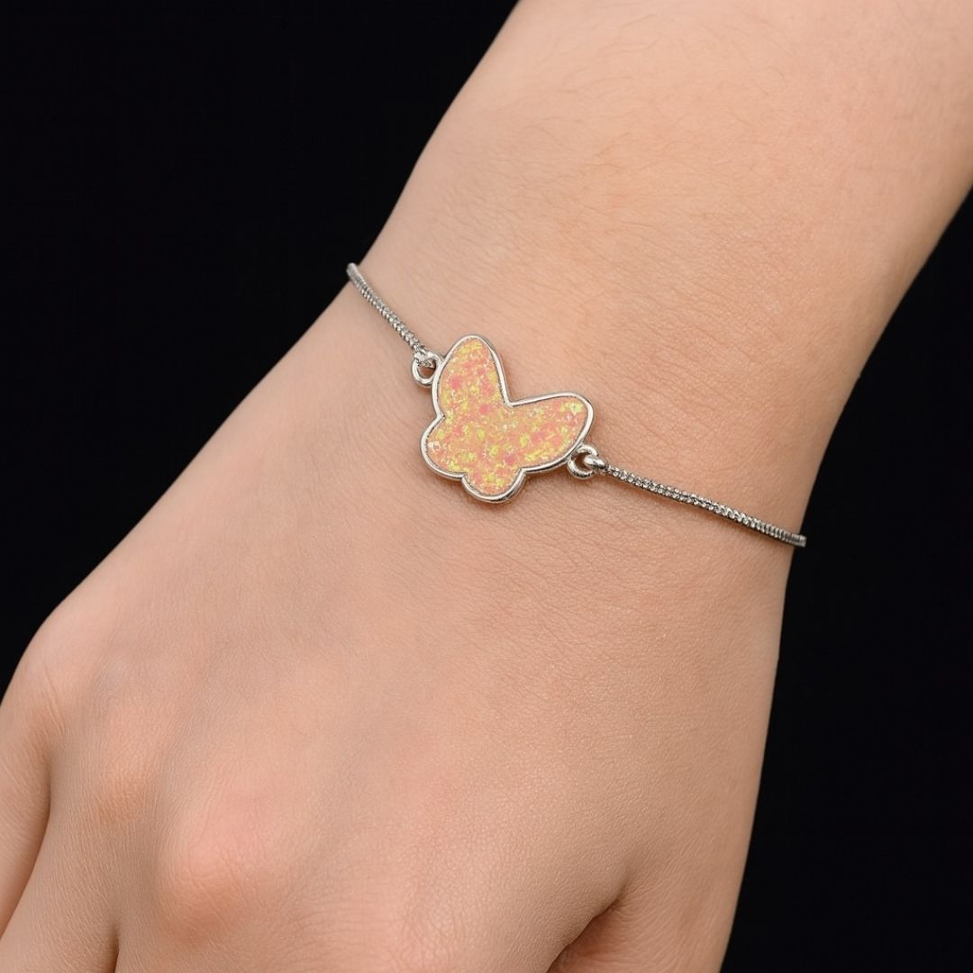 Fly High Butterfly Bracelet – Rhodium Plated with Glitter Shine
