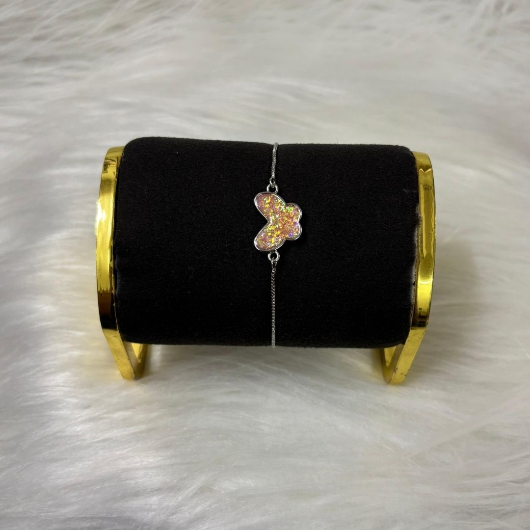 Fly High Butterfly Bracelet – Rhodium Plated with Glitter Shine