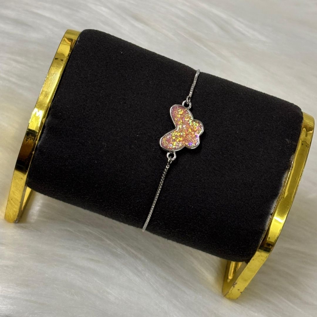 Fly High Butterfly Bracelet – Rhodium Plated with Glitter Shine