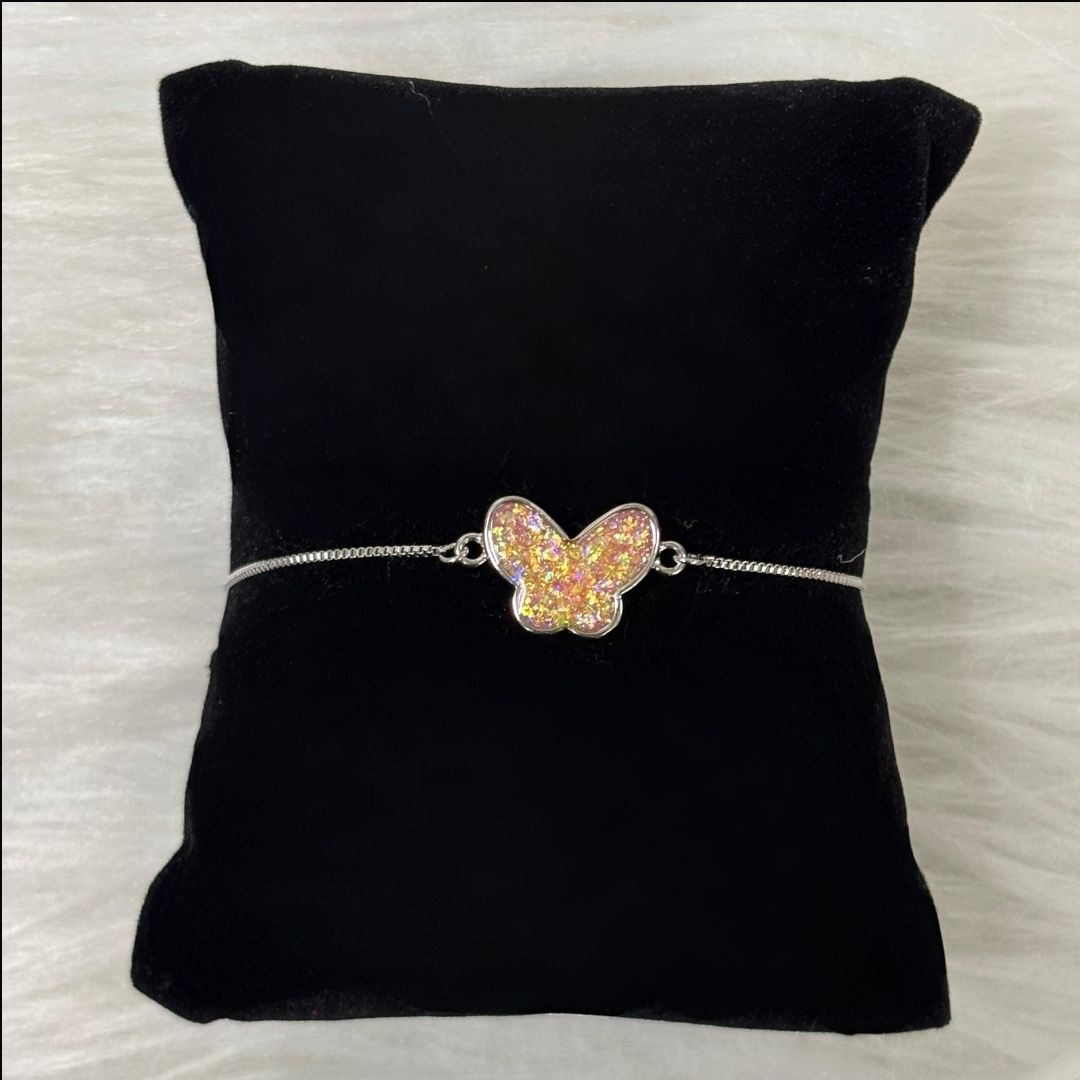 Fly High Butterfly Bracelet – Rhodium Plated with Glitter Shine