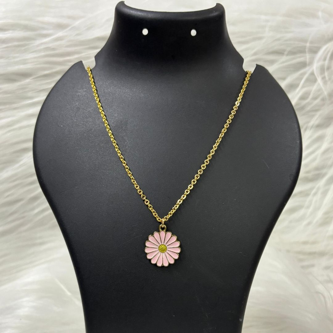 High Quality Gold Plated Rose Bloom Enamel Pendant