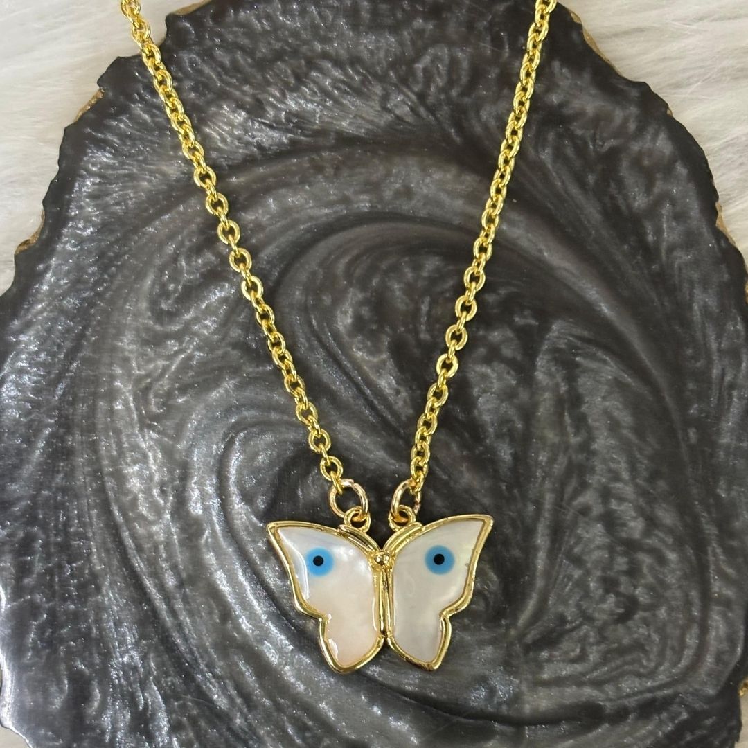 High Quality Gold Plated Evil Eye Butterfly Pendant Chain