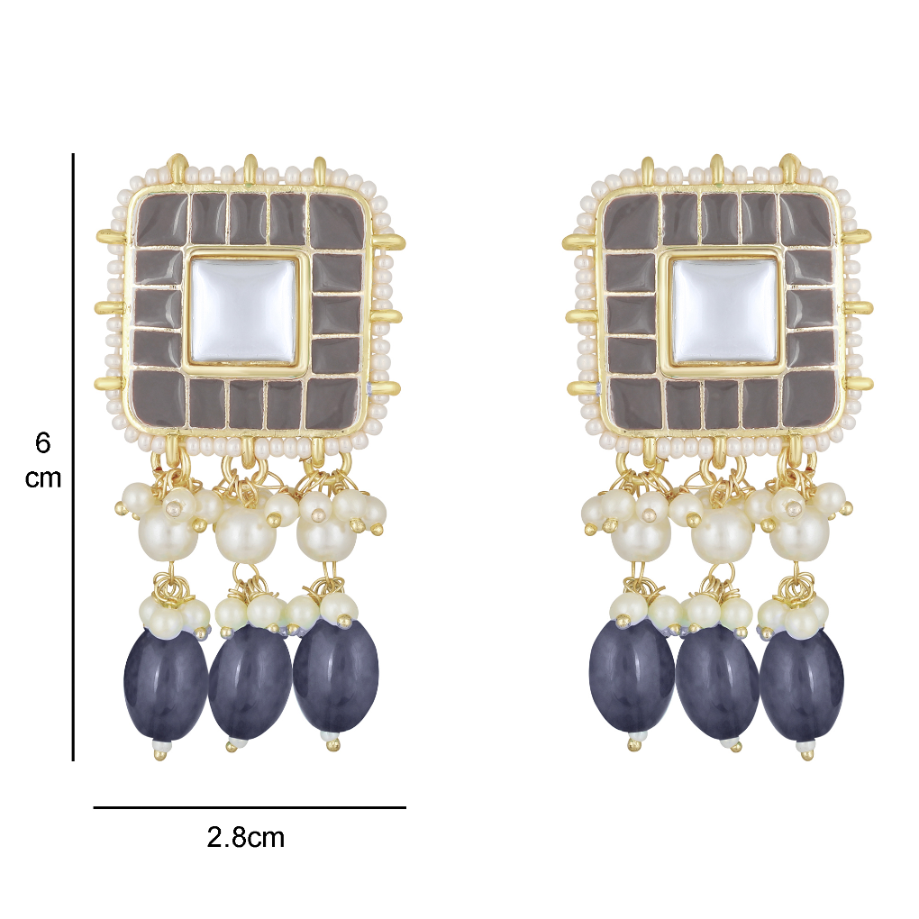 Bdiva 18K Gold Plated Grey Kundan Meenakari Choker.