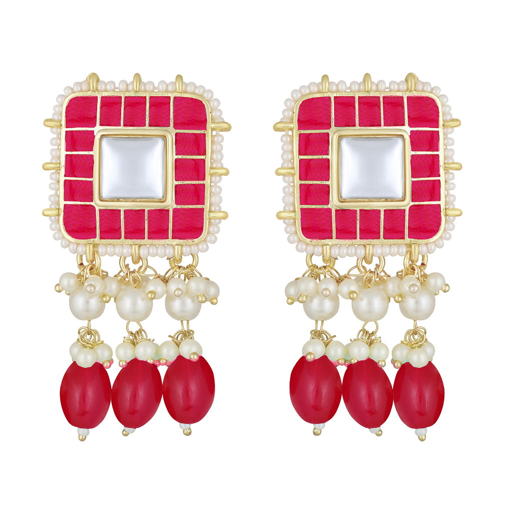 Bdiva 18K Gold Plated Pink Kundan Meenakari Choker.