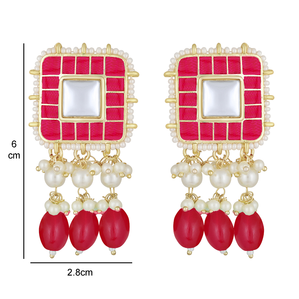 Bdiva 18K Gold Plated Pink Kundan Meenakari Choker.