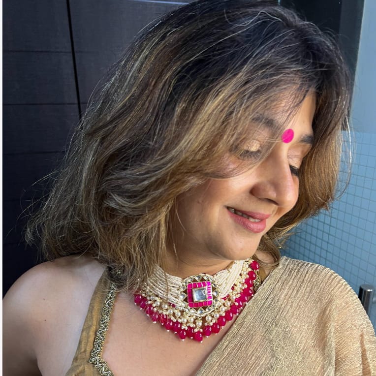 Bdiva 18K Gold Plated Pink Kundan Meenakari Choker.