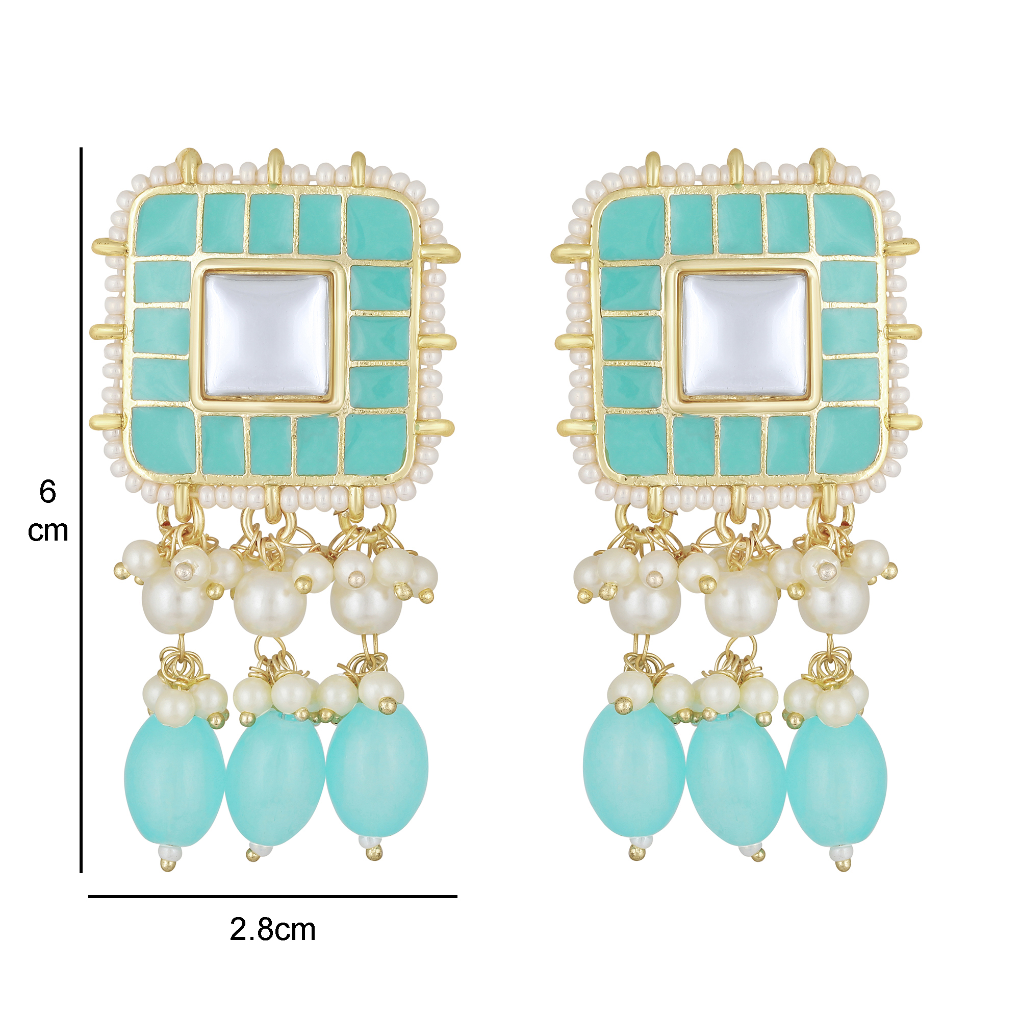 Bdiva 18K Gold Plated Turquoise Kundan Meenakari Choker.