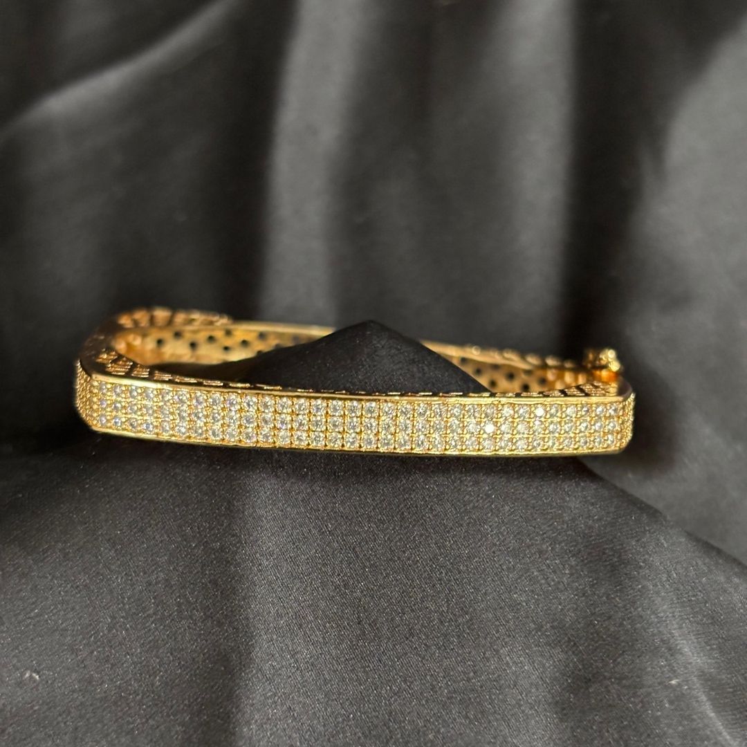 Silver Regal Glam Rose Gold-Plated Square Bangle – Bold, Chic & Timeless