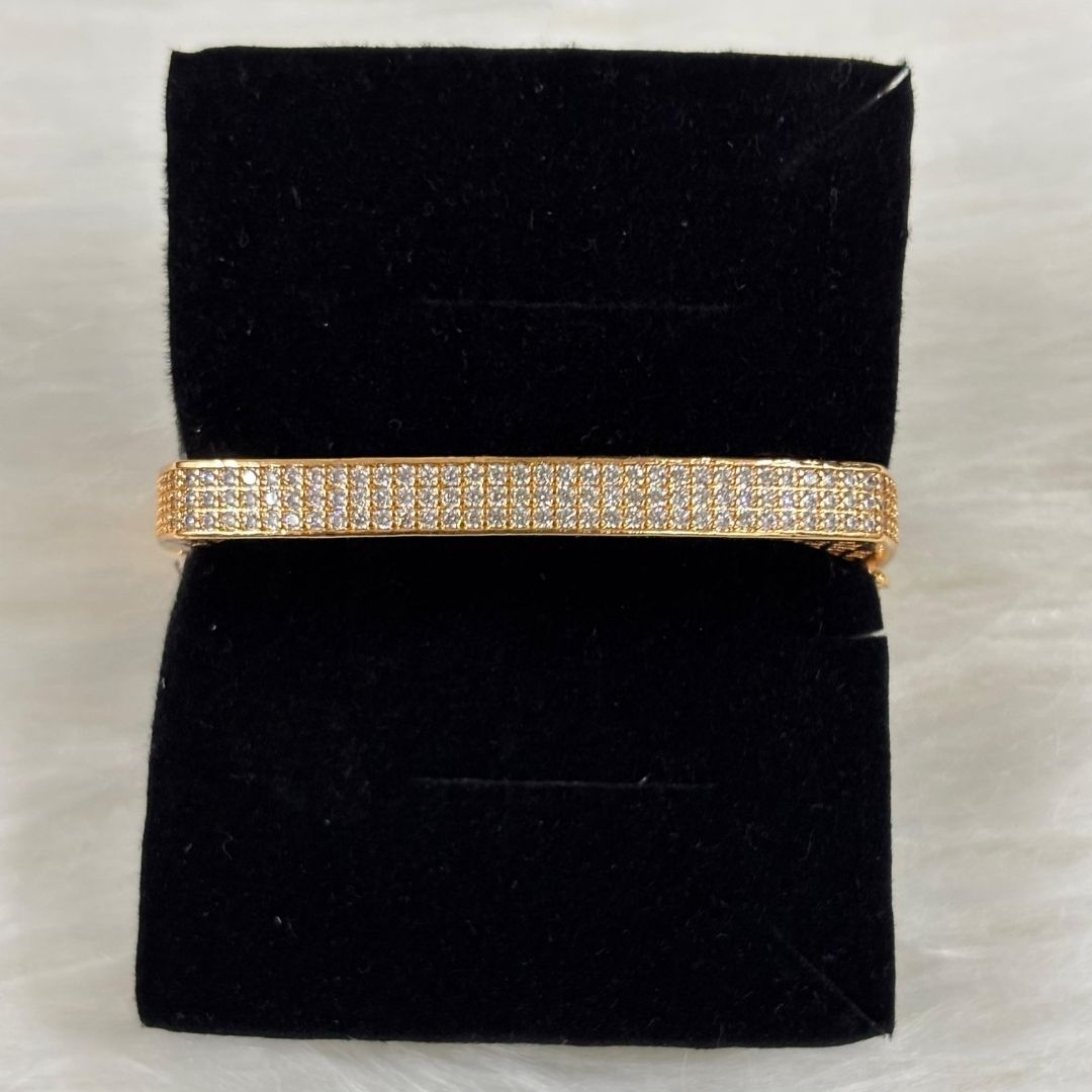 Silver Regal Glam Rose Gold-Plated Square Bangle – Bold, Chic & Timeless