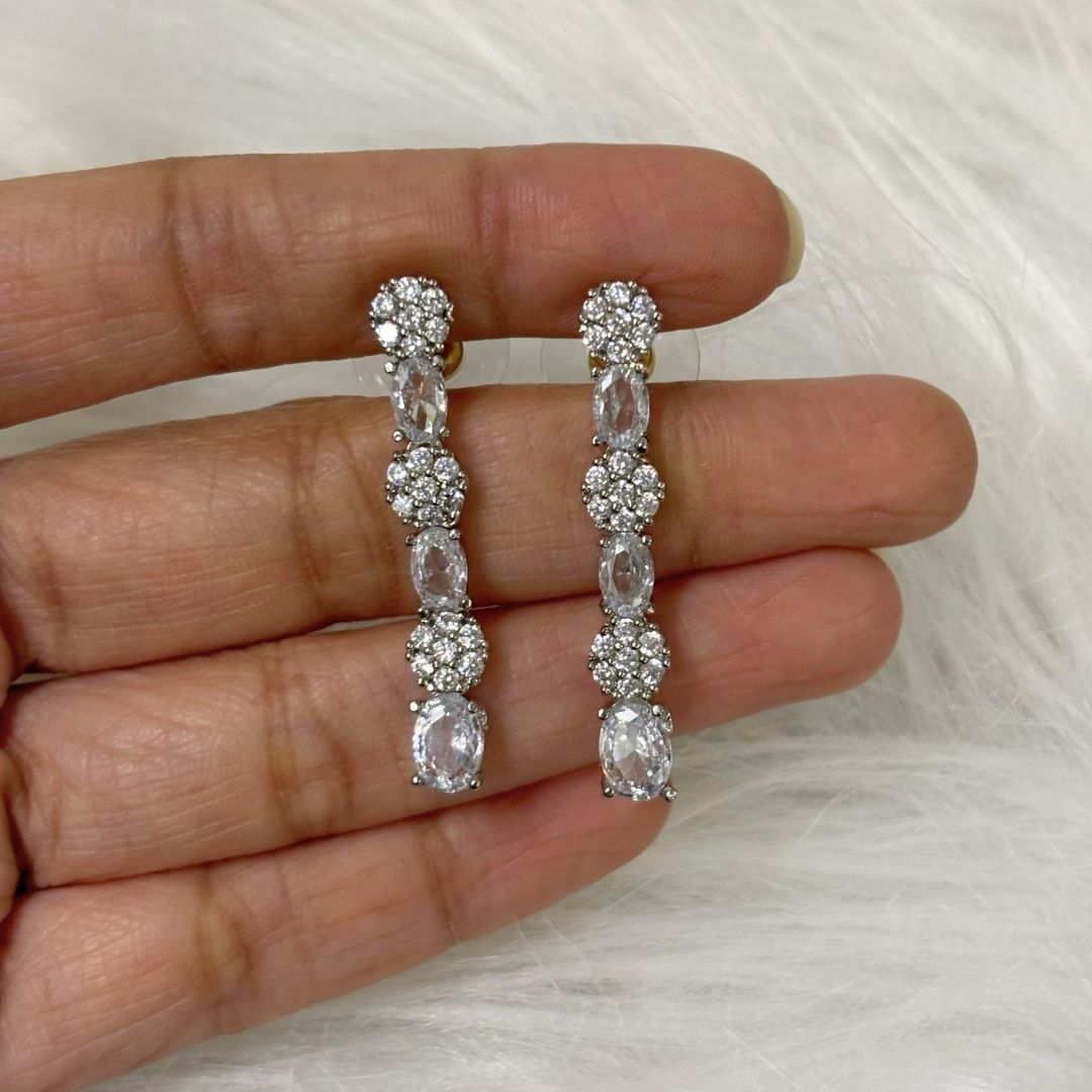 Silver Rhodium-Plated Cubic Zirconia Choker & Earrings Set