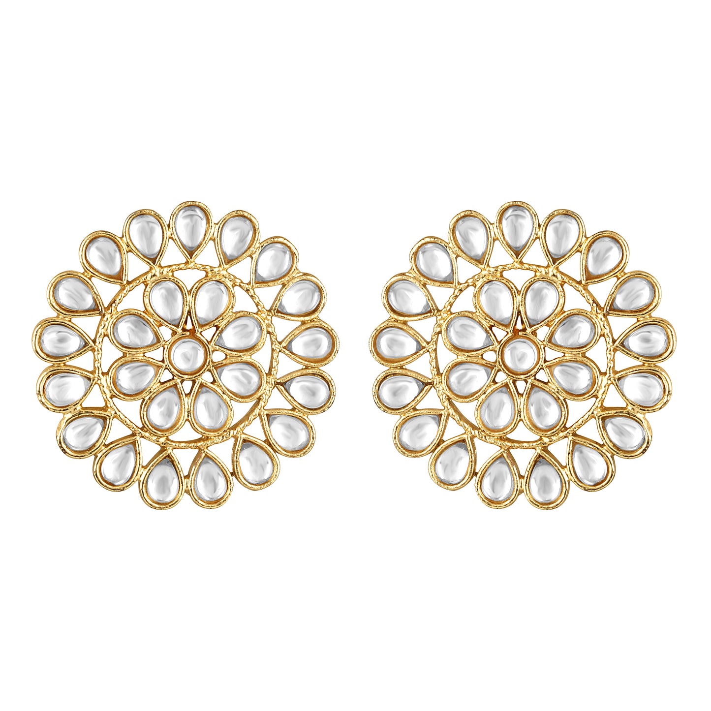 Bdiva 18K Gold Plated Intricated Design Kundan Studs.