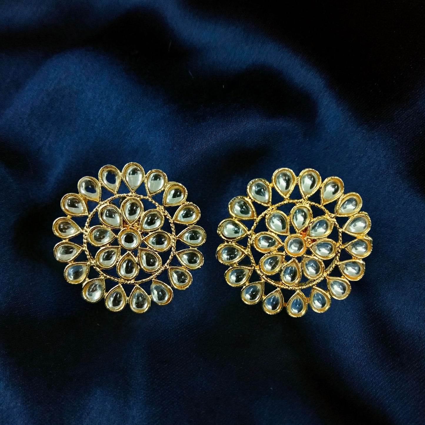 Bdiva 18K Gold Plated Intricated Design Kundan Studs.