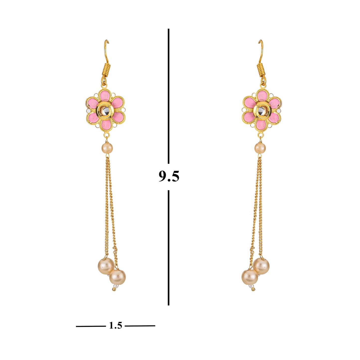 Bdiva 18K Gold Plated Kundan Dangler Earrings with Semi Cultured Pearls.