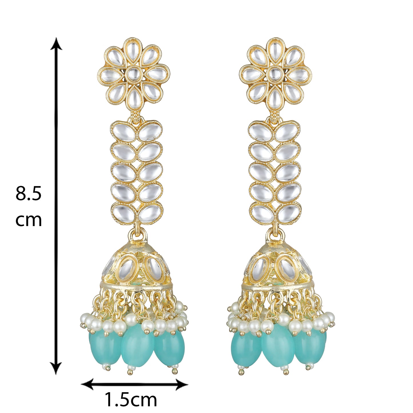 Bdiva 18K Gold Plated Turquiose Earrings with Semi Cultured Pearls