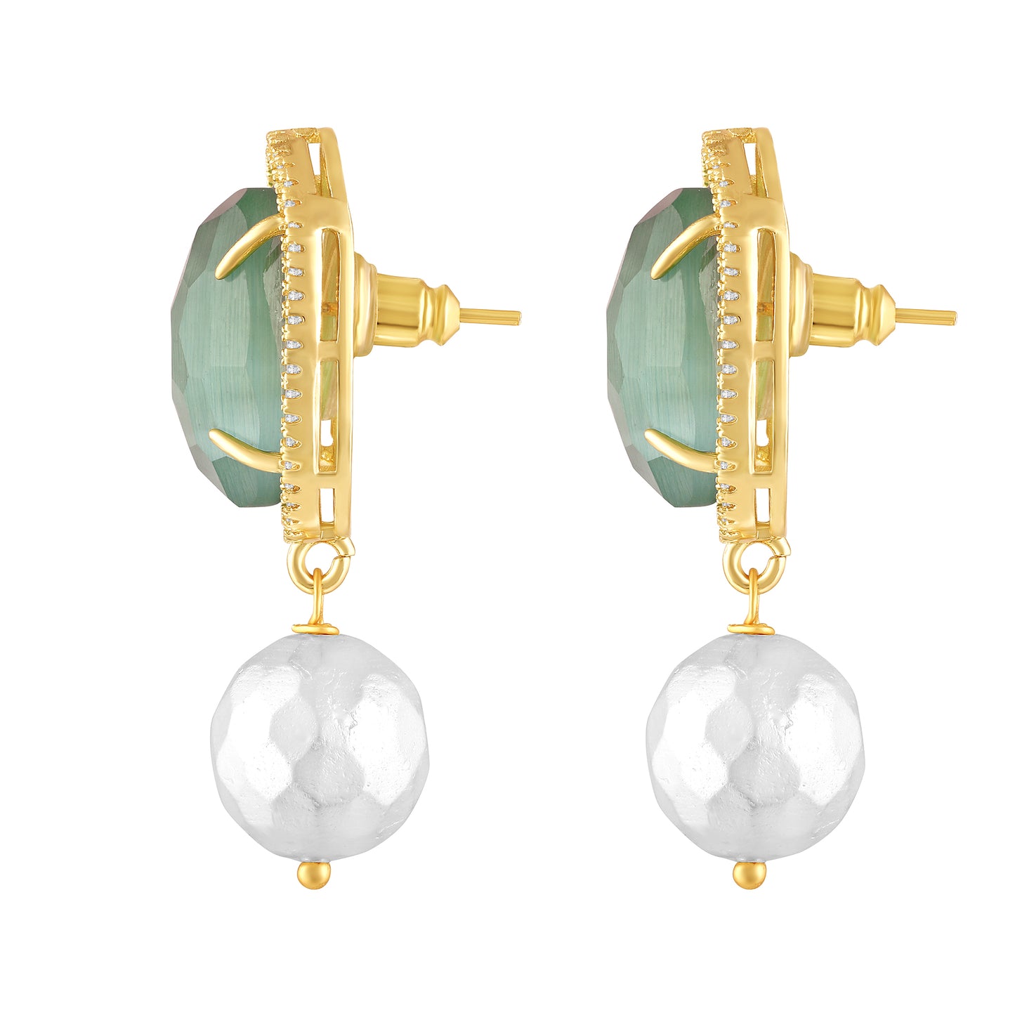 BDiva 18k Gold Emerald Radiance Statement Earrings with a Fusion of Luxe and Elegance