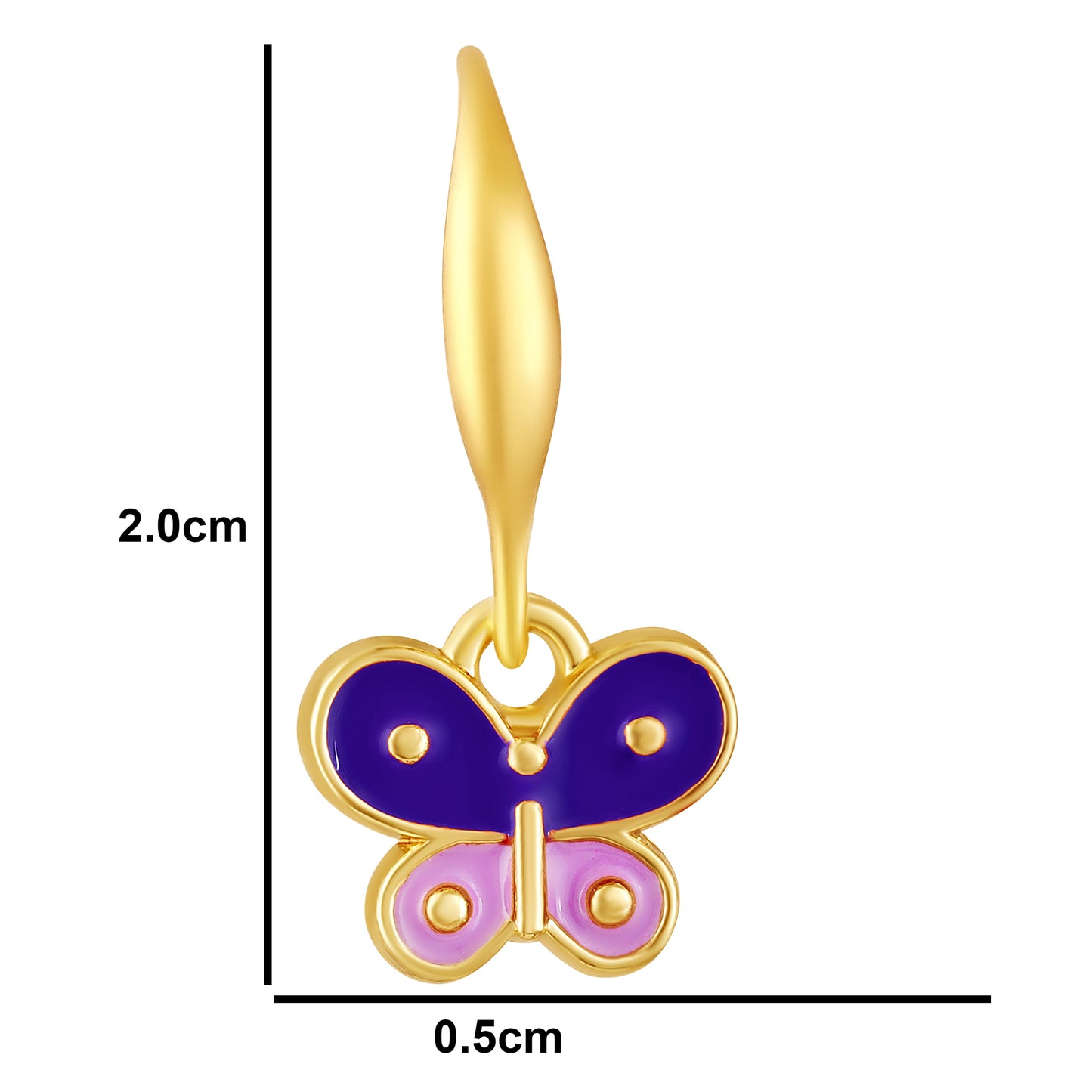 Bdiva 18K Gold-Plated Pink and Purple Enamel Hand-crafted Butterfly Hoop Earrings