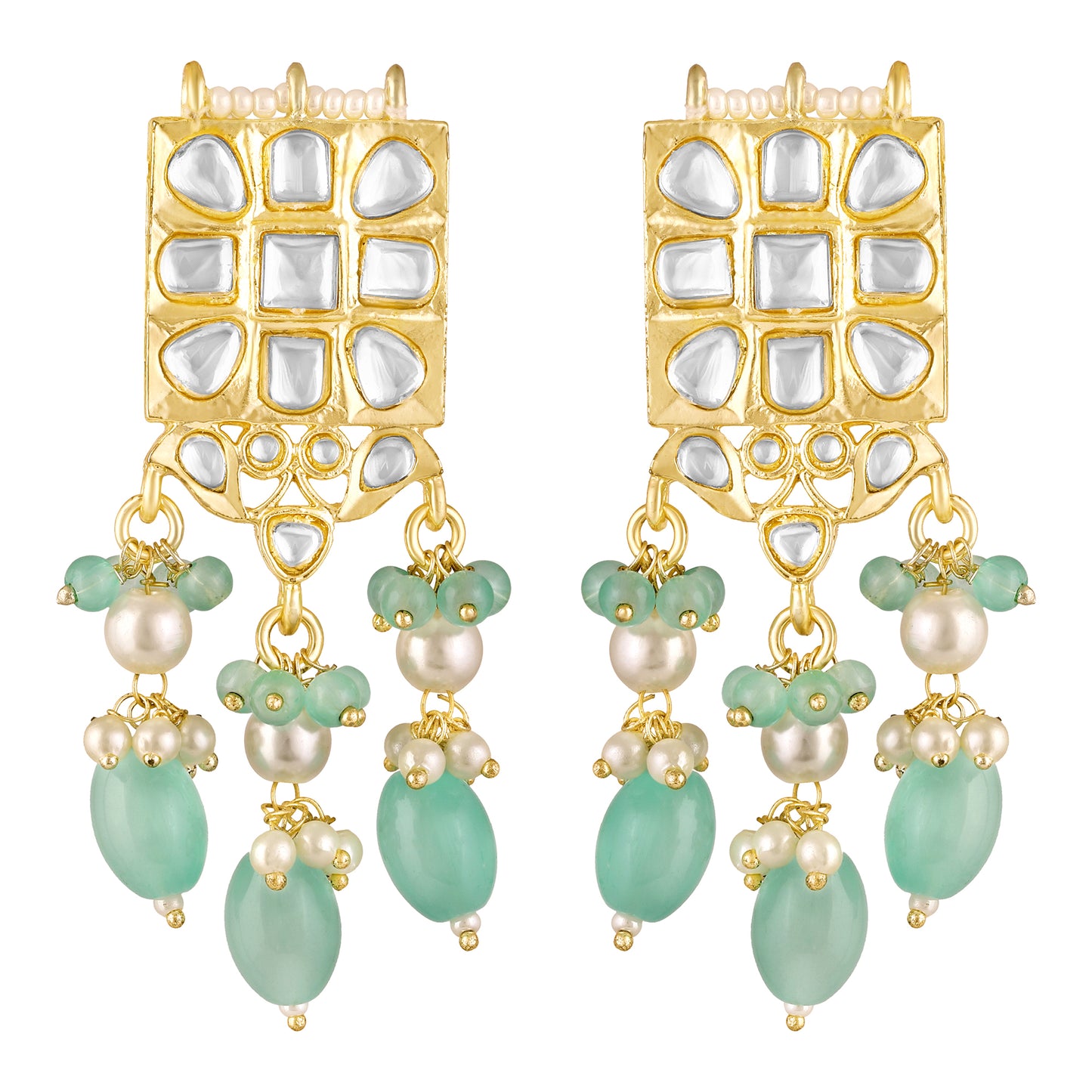 BDiva 18k Gold Plated Mint Cascade Dangle Earrings with a Symphony of Style and Sophistication
