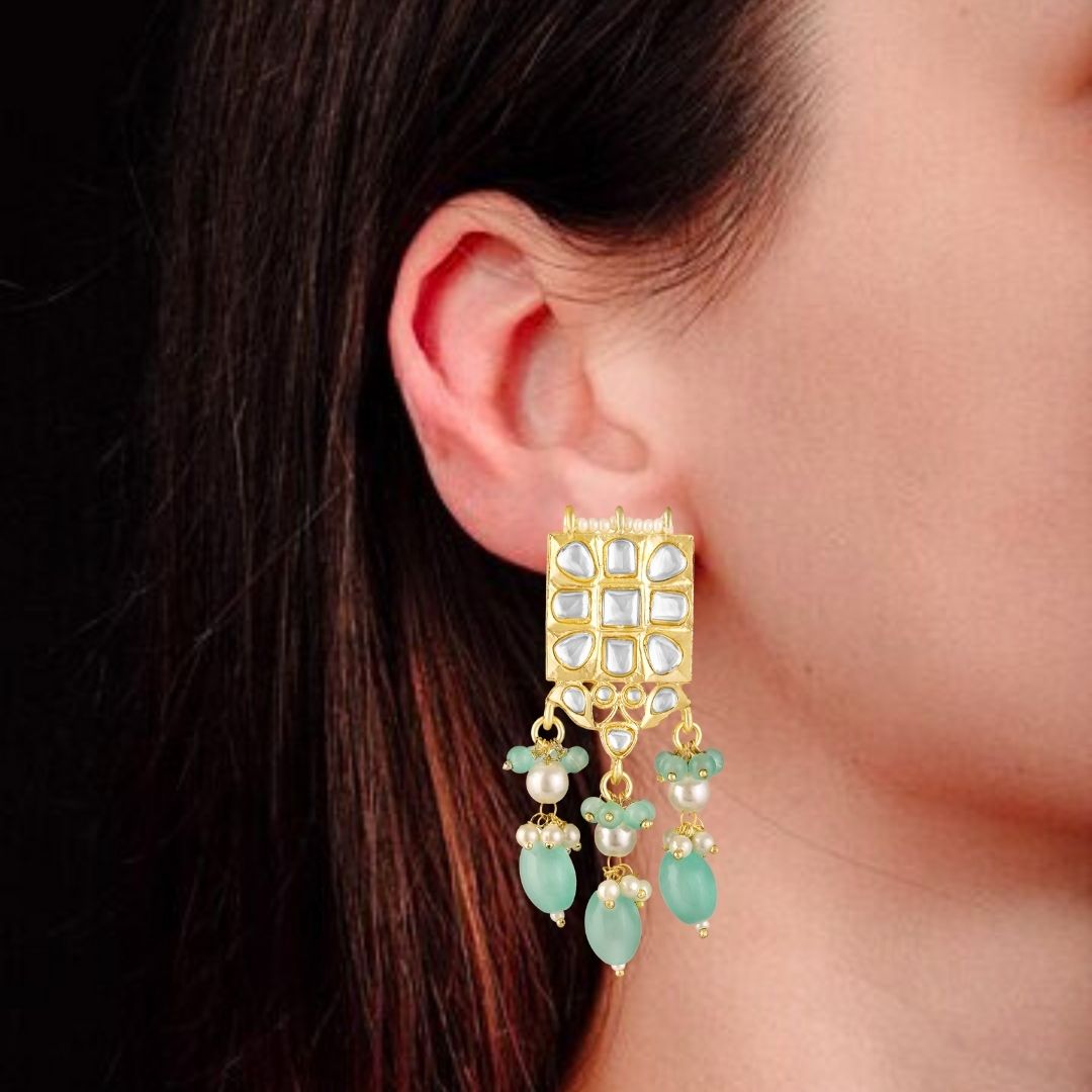 BDiva 18k Gold Plated Mint Cascade Dangle Earrings with a Symphony of Style and Sophistication