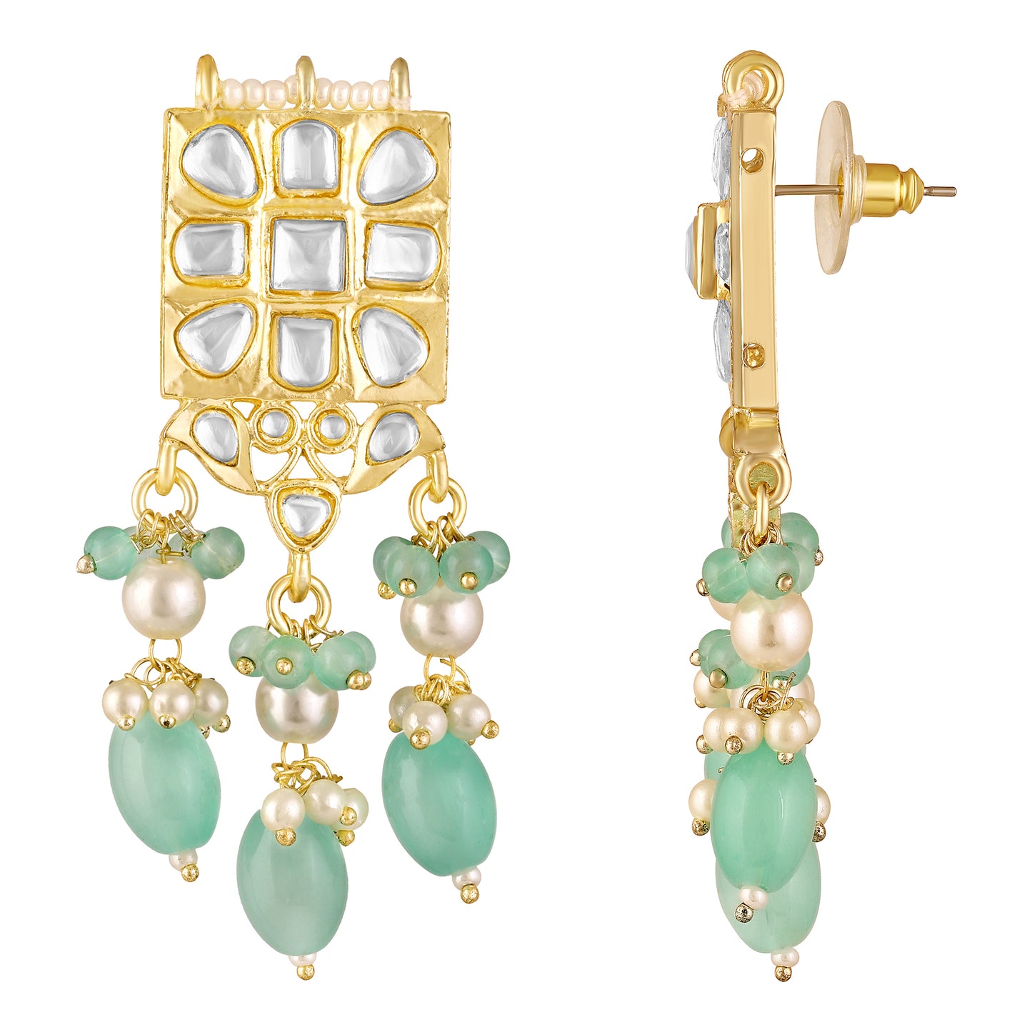 BDiva 18k Gold Plated Mint Cascade Dangle Earrings with a Symphony of Style and Sophistication