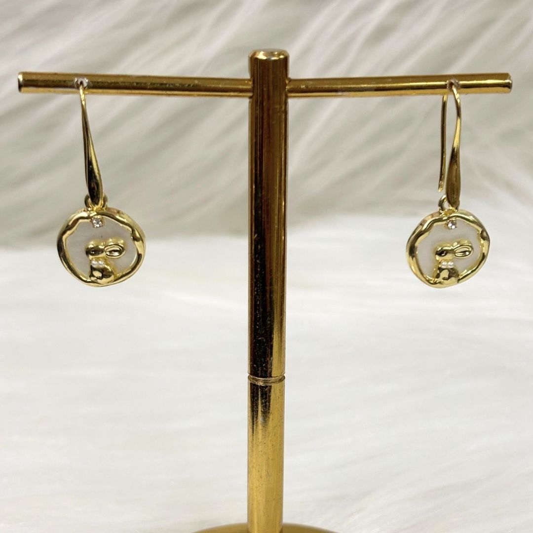 Gold-Plated Bunny Charm Drop Earrings