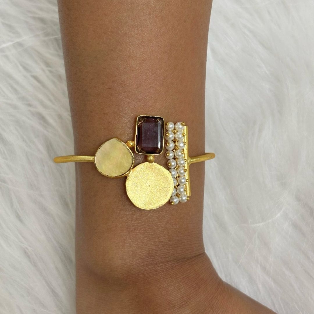 BDiva 18k Gold Plated Artful Geometry Bangle with a Fusion of Bold Modernity and Timeless Sophistication