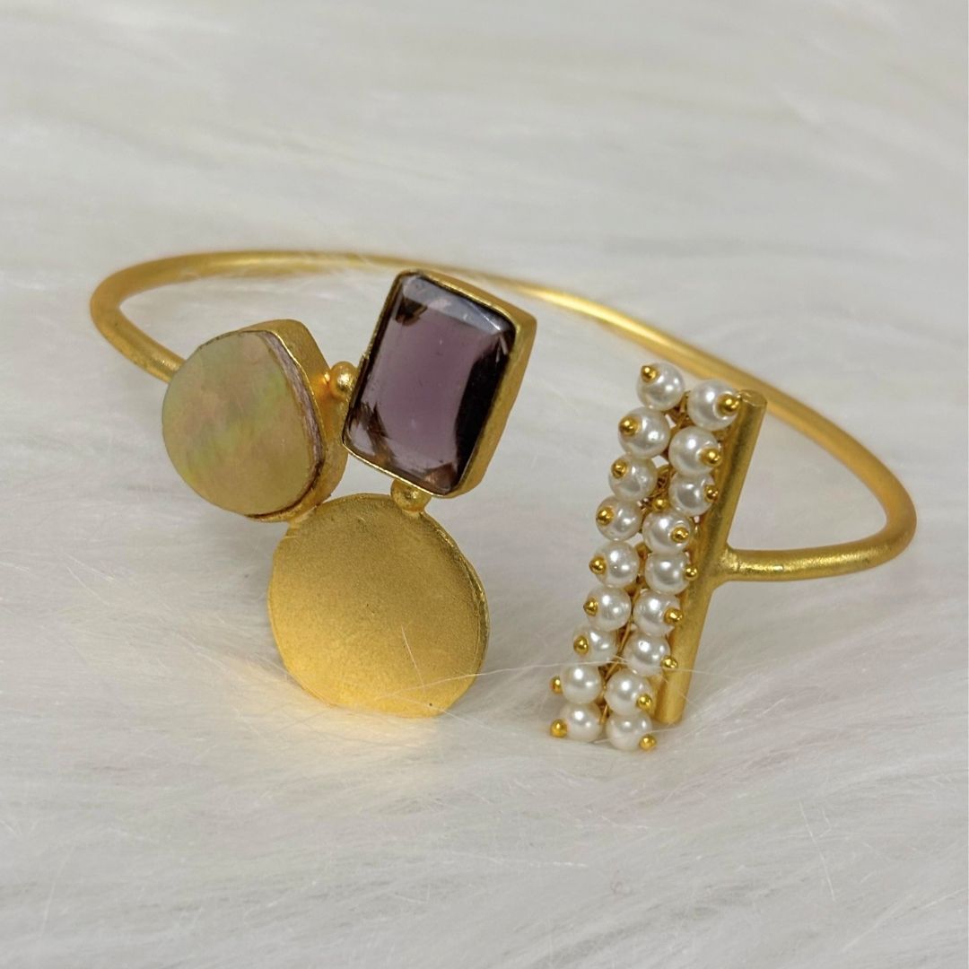 BDiva 18k Gold Plated Artful Geometry Bangle with a Fusion of Bold Modernity and Timeless Sophistication